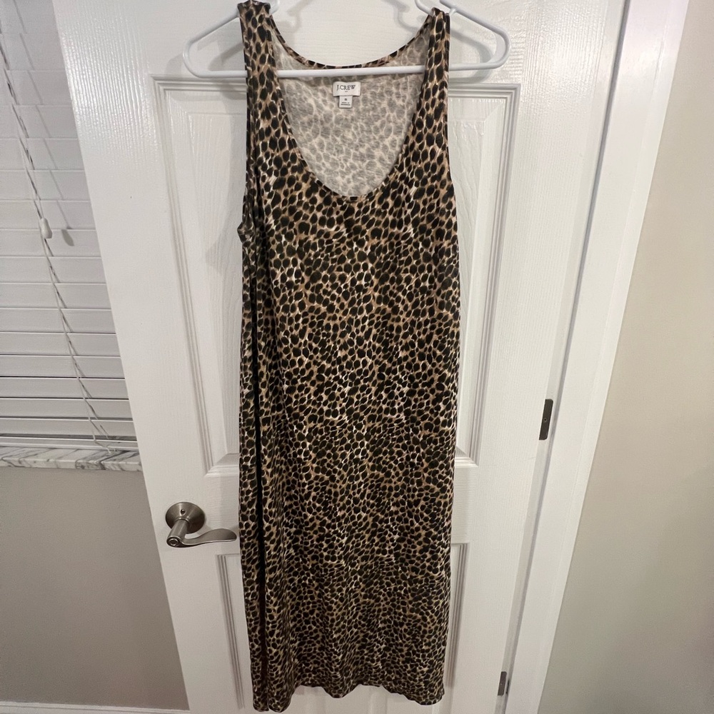 j.crew factory leopard tank midi dress